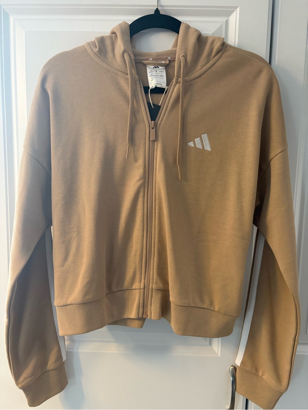 Adidas  Men’s Tan Full‑Zip Hoodie Jacket